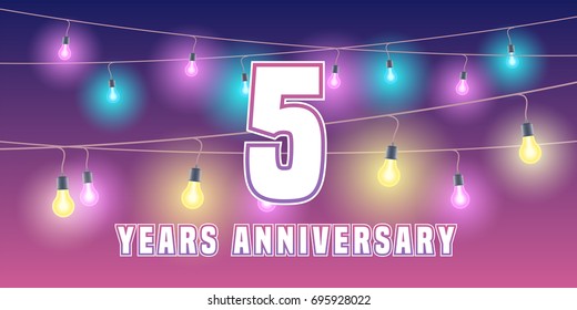 5 years anniversary vector icon,  banner. Graphic design element or logo with abstract background for 5th anniversary