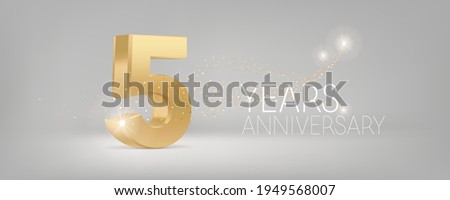 5 years anniversary vector icon, logo. Isolated graphic design with 3D number for 5th anniversary birthday card or symbol