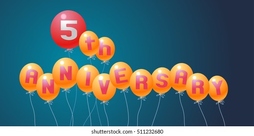 296 5th anniversary with balloon Stock Vectors, Images & Vector Art ...