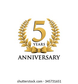 5 years anniversary wreath ribbon logo 