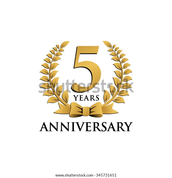 5 Years Anniversary Wreath Ribbon Logo Stock Vector Royalty Free