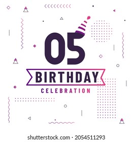 5 years birthday greetings card, 5 birthday celebration background free vector.