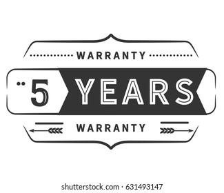 5 years black warranty icon vector