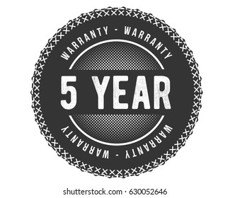 5 years black warranty label icon vector vintage grunge retro