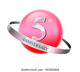 5 years celebrating anniversary. valentine, wedding, family congratulating template