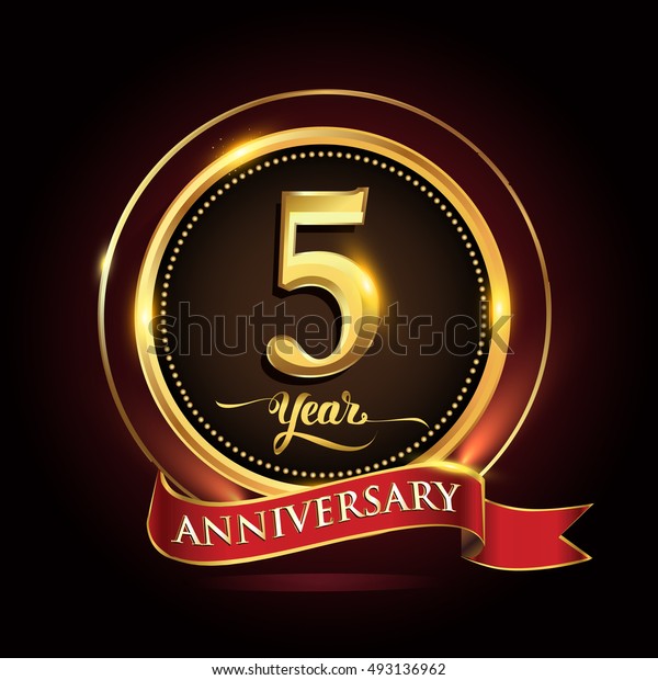 5 Years Celebration Anniversary Logo Golden Stock Vector (Royalty Free ...