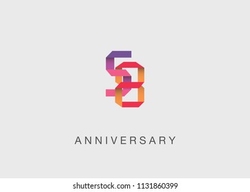 5 Years colorful Anniversary design with overlapping font number, isolated on white background
