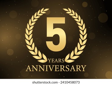 Logo de 5 años o 5 años. Logo de la celebración del aniversario de la boda, fiesta de cumpleaños o celebración. Ilustración vectorial.