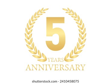 5 Years or Five Years Anniversary Logo. Anniversary Celebration Logo for Wedding, Birthday Party or Celebration. Vector Illustration.