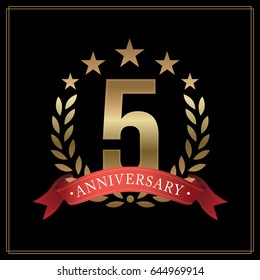 5 Years Golden Anniversary Logo Star Stock Vector (Royalty Free ...