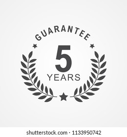 5 years Guarantee Icon in black Color