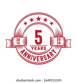 Plantilla de diseño del logotipo de 5 años. V.º aniversario vectorial e ilustración.