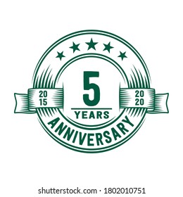 5 years logo design template. 5th anniversary vector and illustration.