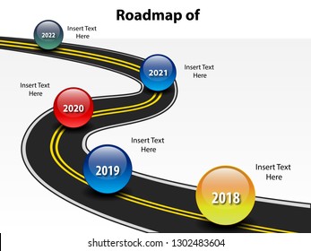 5 Years Roadmap Infographic Template. From 2018 to 2022. Street, road style Infographic design. Used for Business presentation. Can edit your own text in spaces provided in infographic. Vector