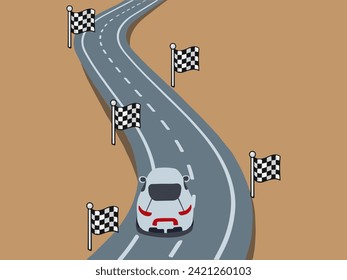 5 Jahre Roadmap-Infografik Vorlage. Infographisches Design im Straßenstil. Kann eigene Texte hinzufügen. Kann für Präsentationen oder zu beliebigen Zwecken verwendet werden. Vektor EPS10 