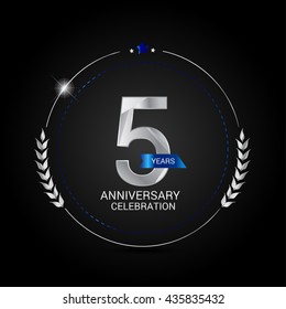 5 Years Silver anniversary logo, low poly design number