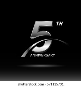 5 years silver anniversary logo celebration