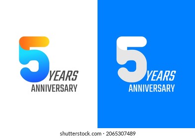 5 years simple anniversary logo design. Minimal celebration number with gradient color and white. Minimalist birthday vector