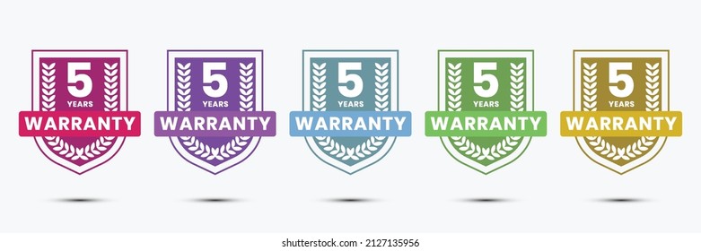 5 years Warranty badge design with shield shape vector illustration