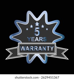 5 Years Warranty Badge Icon Durable Guarantee Seal Label for Products and Services