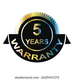 5 Years Warranty Badge Icon Durable Guarantee Seal Label for Products and Services