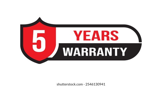 5 Years warranty badge for Product packaging warranty sticker