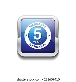 5 Years Warranty Blue Vector Icon Button