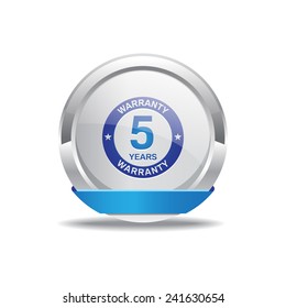 5 Years Warranty Blue Vector Icon Button