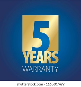 5 Years Warranty Gold Blue Logo Icon Button Stamp Vector