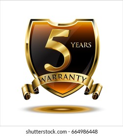 5 years warranty with gold shield shape