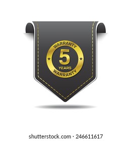 5 Years Warranty golden Vector Icon Design