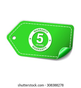 5 Years Warranty Green Vector Icon Design