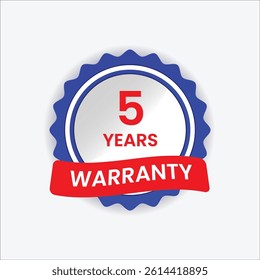 5 years warranty icon design blue color
