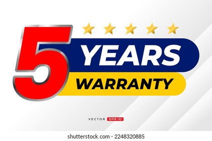 5 years warranty label. for icon, badge, logo, sticker, tag. vector label illustration