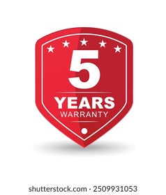 5 Years Warranty Lable in Red and White Color, Sale Promotion Warranty Badge