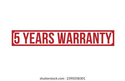 5 YEARS WARRANTY Red Rubber Stamp vector design.