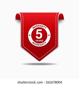 5 Years Warranty Red Vector Icon Design