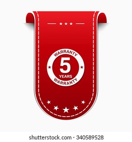 5 Years Warranty Red Vector Icon Design