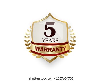 5 years warranty shield vector on a white background
