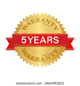 5 Years Warranty. Warranty Sign. Vector Illustration Isolated on White Background. 