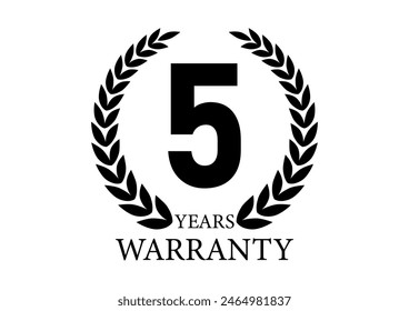 5 Years Warranty. Warranty Sign. Vector Illustration Isolated on White Background. 