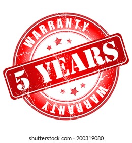 5 years warranty stamp.  Vector illustration.