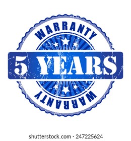 5 Years warranty stamp. Vector illustration.