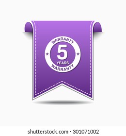 5 Years Warranty Violet Vector Icon Design