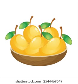 5 gelbe Mangos in der Schale