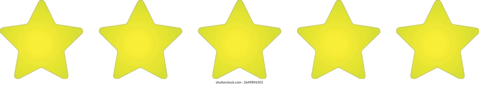 5 Yellow Star Rating Icons on White Background – Flat UI Feedback Design
