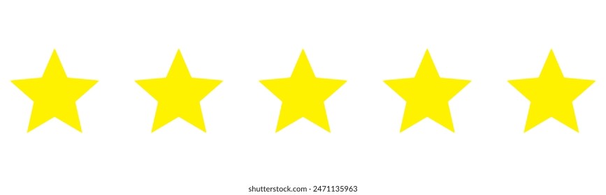 5 yellow stars for five star review rating vector