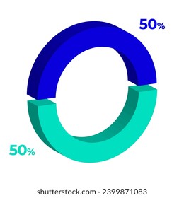 50 50 3d donut pie chart illustration eps vector