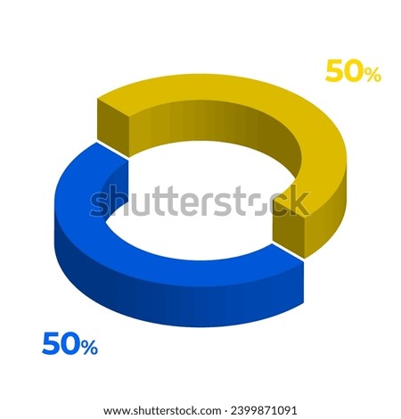 50 50 3d donut pie chart illustration eps vector