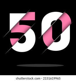 50 5 0 Number Logo Design with a Creative Cut and Black Circle Background. Creative logo design.
